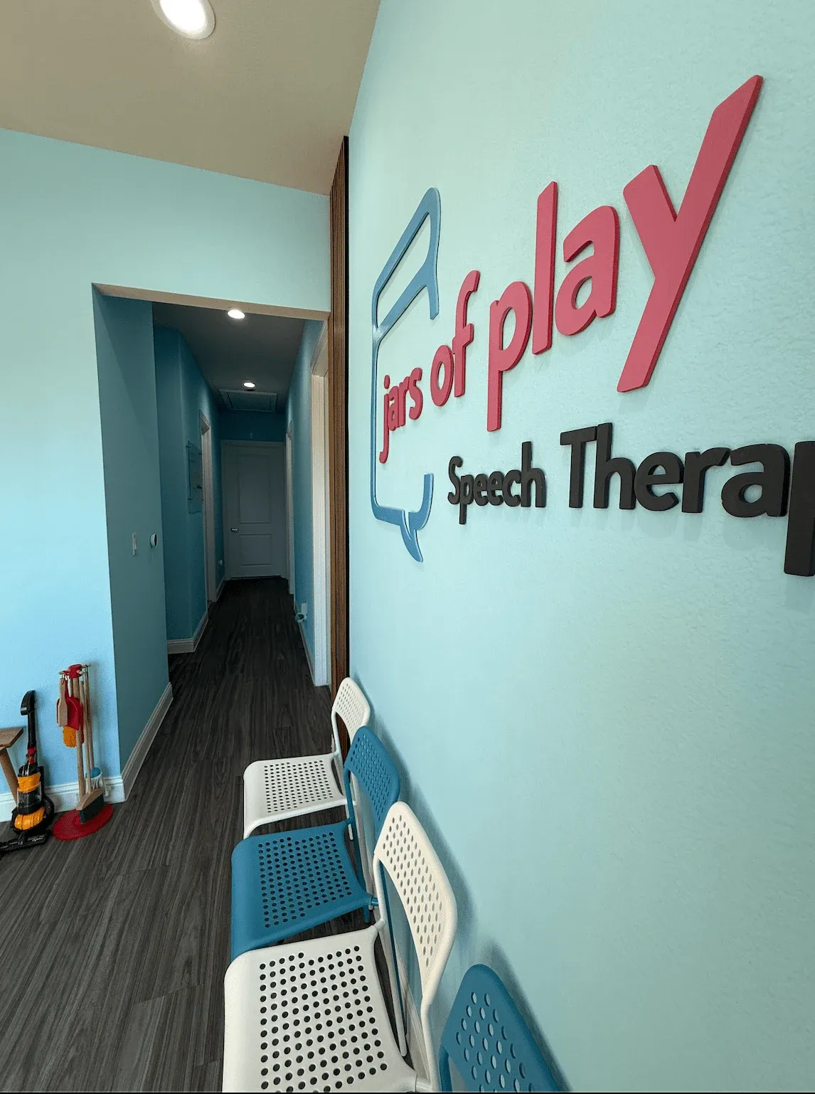 Entrance hallway of Jars of Play Speech Therapy clinic in Prosper TX