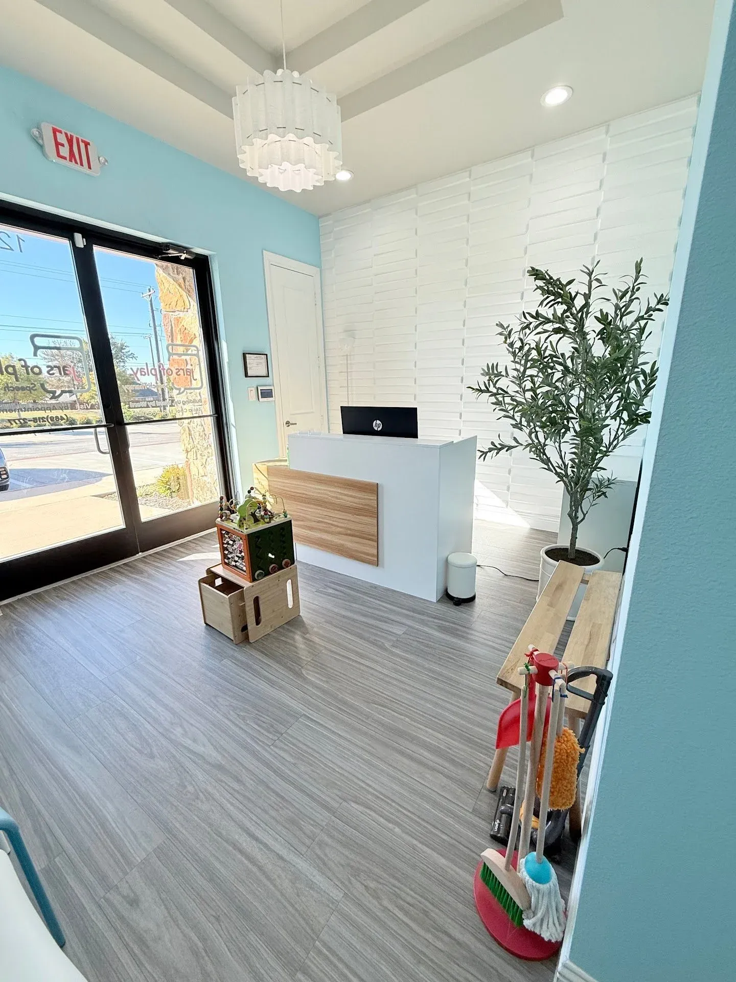 Reception and front desk area at Jars of Play Speech Therapy in Prosper TX