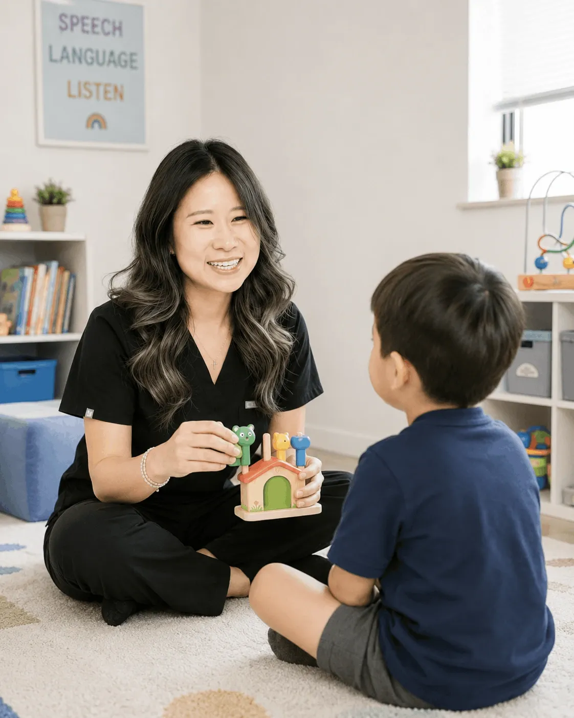 Child receiving language & comprehension therapy at Jars of Play