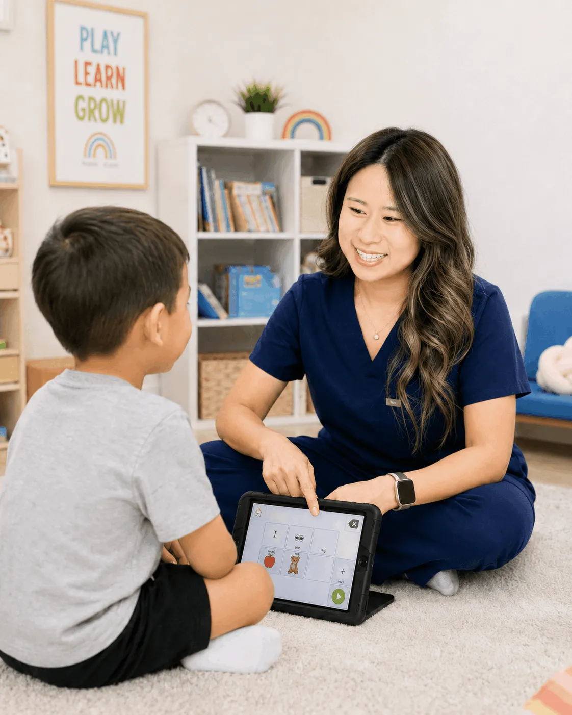 Child receiving literacy & aac therapy at Jars of Play